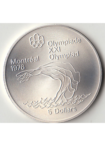 1976 - CANADA XXI Olimpiade 5 Dollari 5° Serie Tuffi dal trampolino Fdc